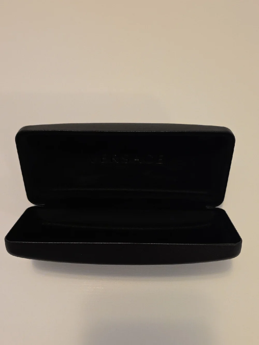 Authentic Black Versace Eyeglasses Sunglasses Hardshell Case Gold Script